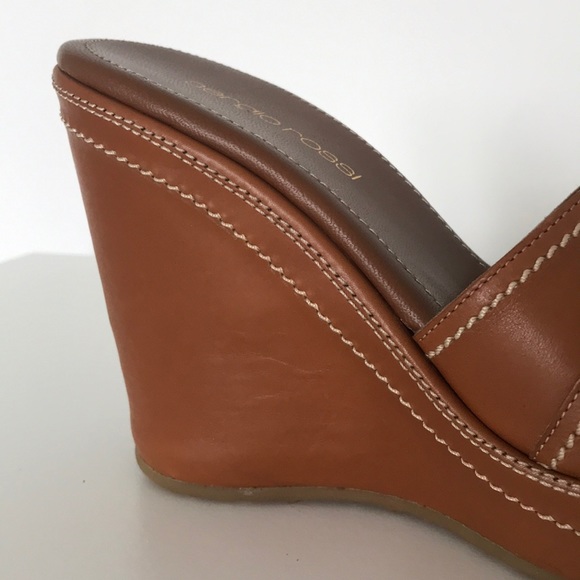 Sergio Rossi | Wedge Mules - Saddle Tan - Picture 12 of 12